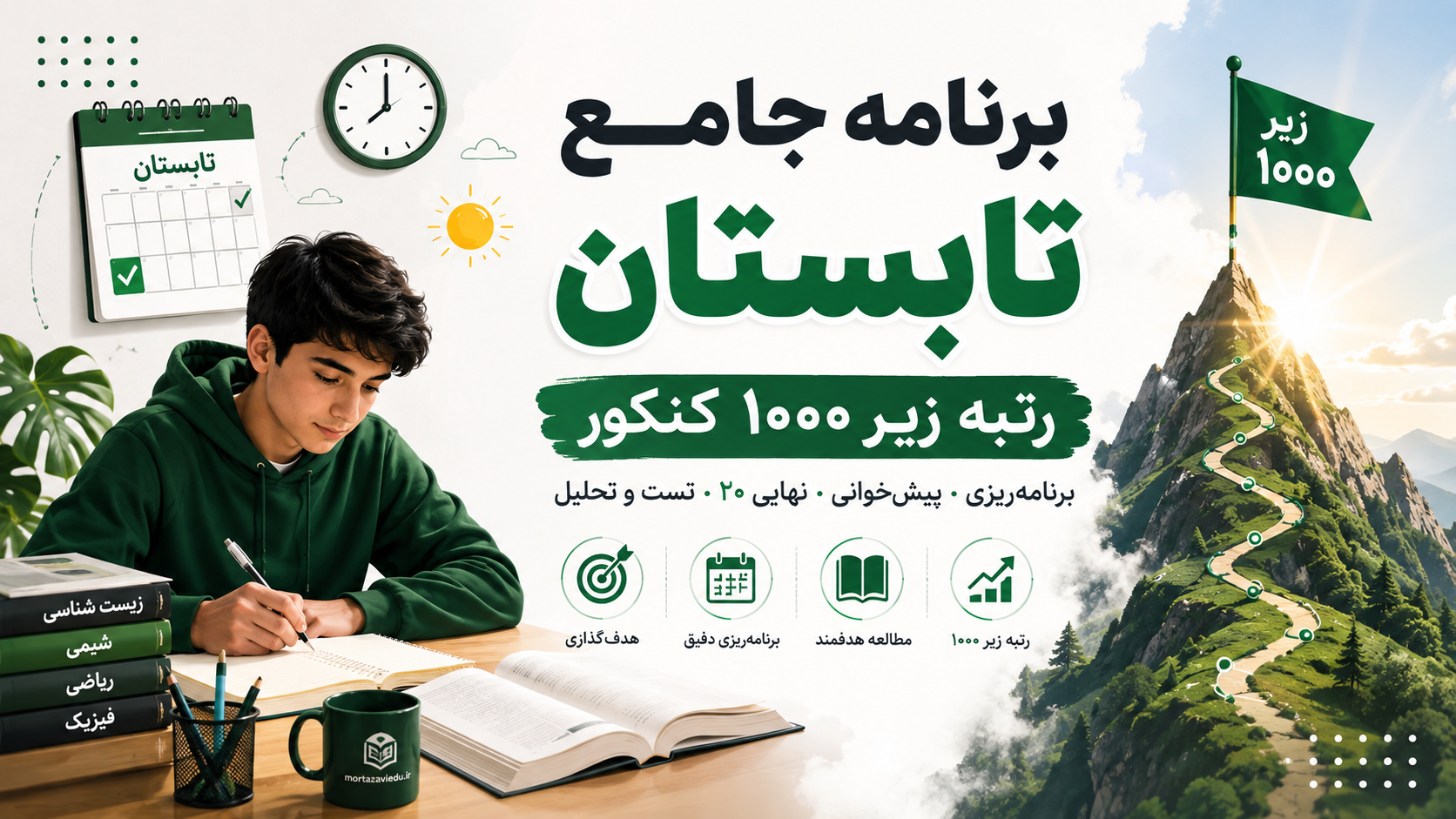 برنامه تابستانی رتبه زیر ۱۰۰۰ کنکور ۱۴۰۶ | جامع‌ترین راهنما (تجربه رتبه ۱۷)